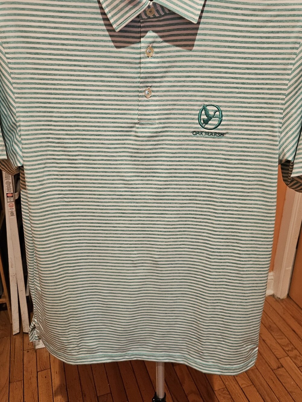 Vineyard Vines Mint Green and White Striped Polo